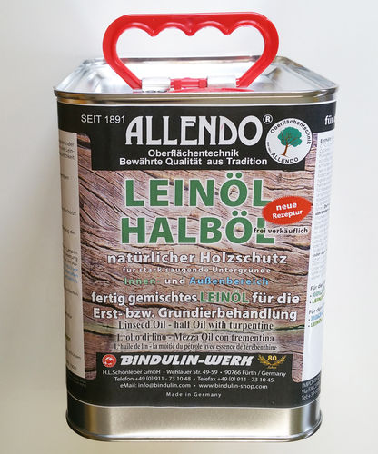 Allendo Halböl Leinöl 2,5 Liter = 9,16 Euro/L Grundieröl Halb-Öl farblos