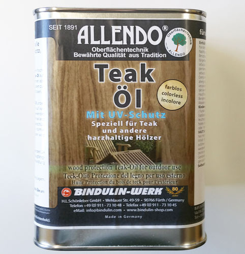 Allendo Teak-Öl farblos 2,5 Liter Holzöl mit UV-Schutz