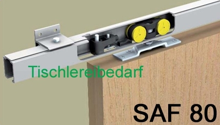 Schiebetürbeschlag  SAF 80W-300 cm für Wandbefestigung mit Einzugsdämpfung