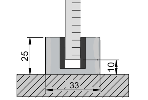 HELM Bodenführung 3010 Alu Edelstahl Effekt für Glasschiebetür von 8-12 mm 