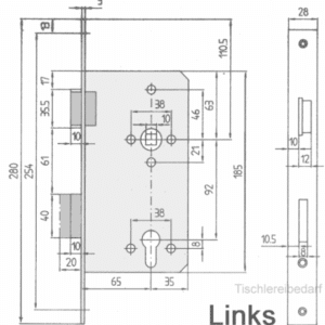 PZ Einsteckschloß 10/92 65/28 mm DL – Bild 2