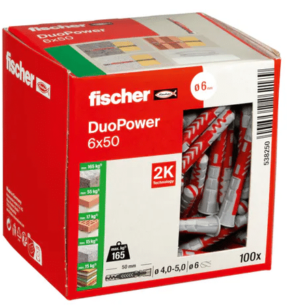 FISCHER DuoPower Dübel 6 x 50 – 100 Stück
