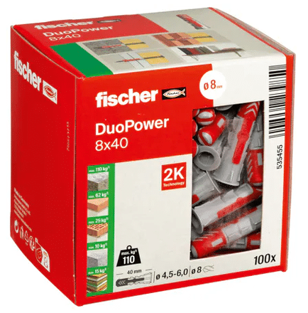 FISCHER DuoPower Dübel 8 x 40 – 100 Stück