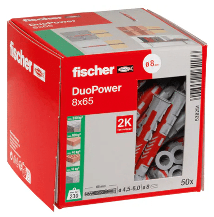 FISCHER DuoPower Dübel 8 x 65 – 50 Stück